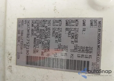 2016 Nissan Rogue Sl z USA, uszkodzony, nr VIN 5N1AT2MT8GC752190